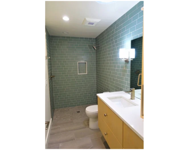 interior of a newly remodeled bathroom