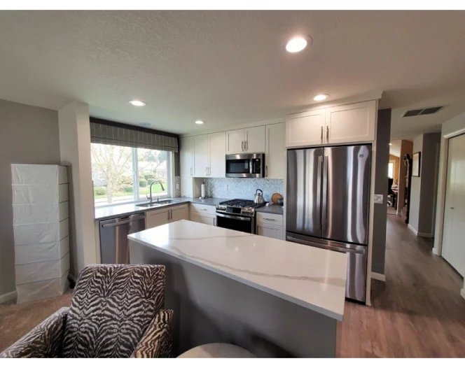 panoramic view of a remodeled kitchen